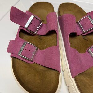 Suede Papillio - Birkenstock Arizona Chunky Slides Womens Pink Sandals Sz. 41